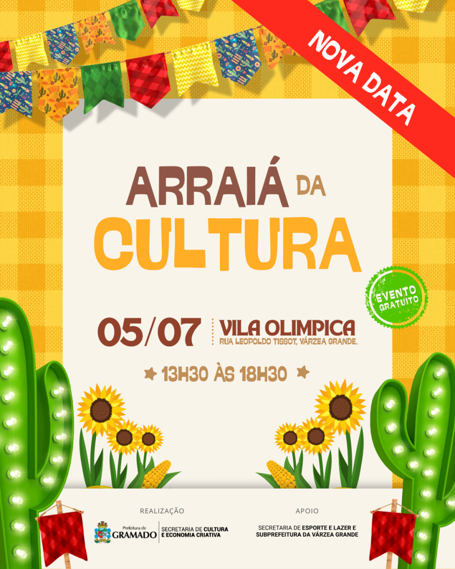Arraiá da Cultura em Gramado é adiado e será realizado no dia 5 de julho